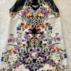 Summer flower mini dress.  Leather trim
